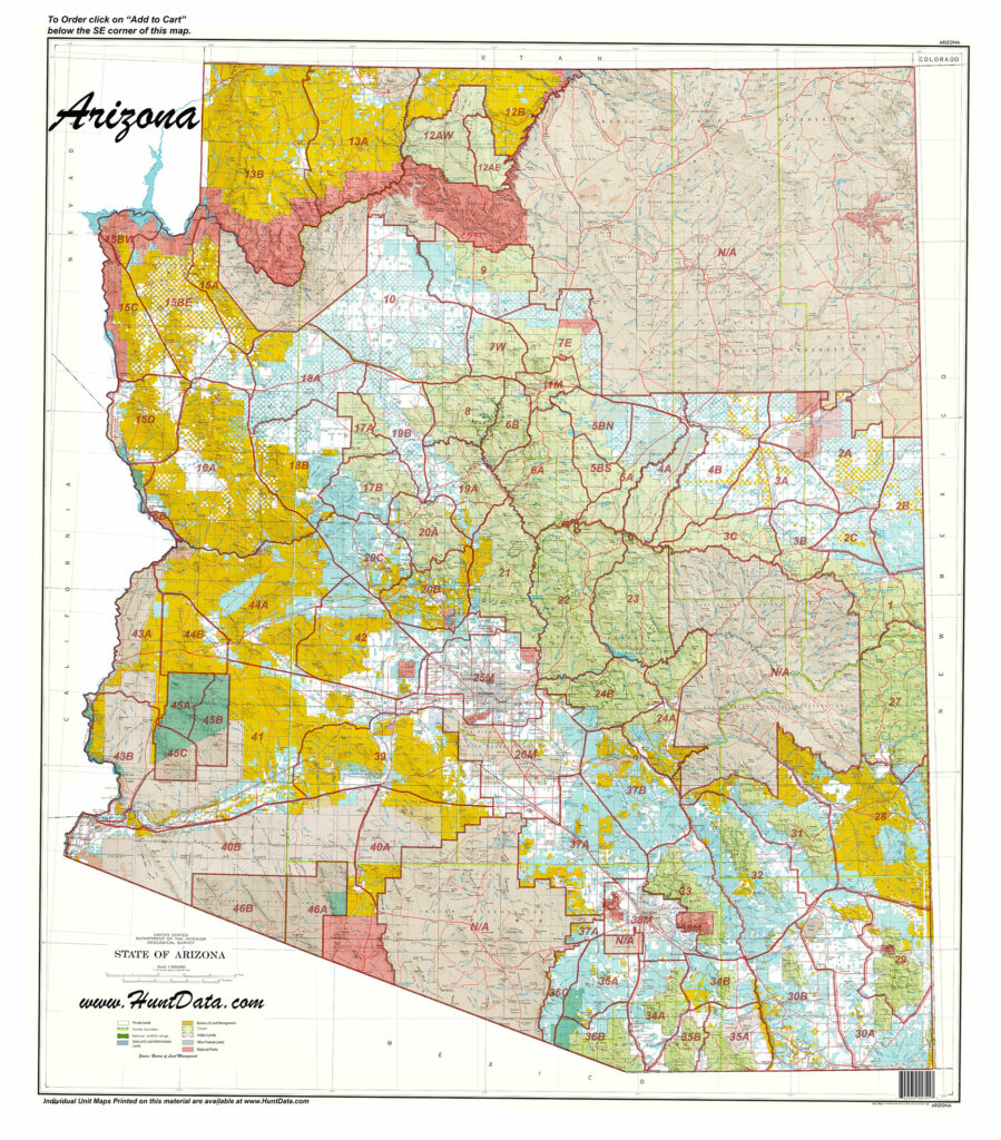 Arizona Printed Statewide Unit Map Hunt Data