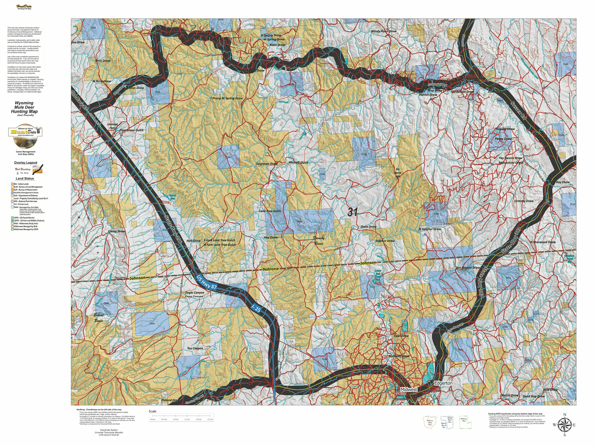 Wyoming Mule Deer Land Ownership Maps. Hunt Data