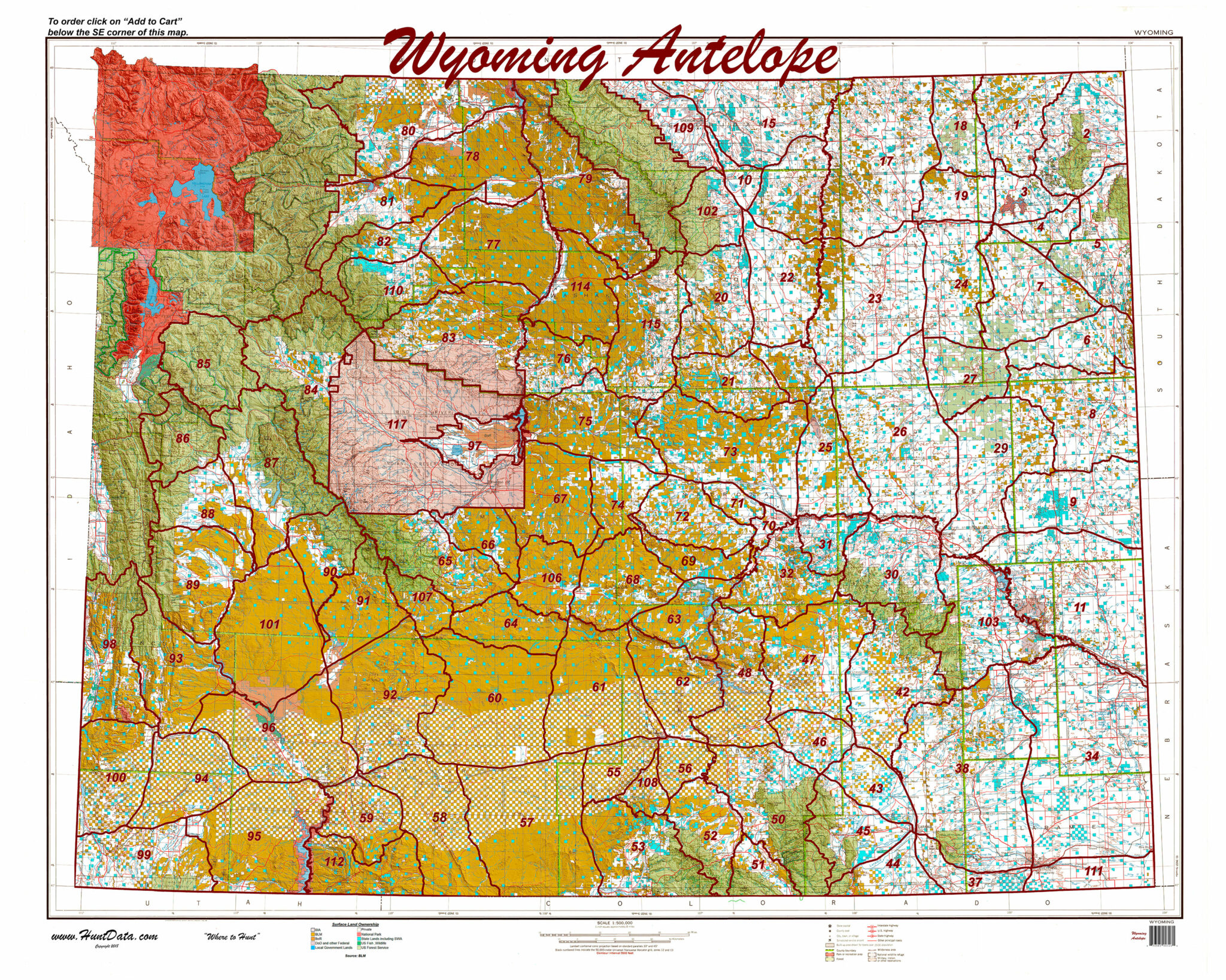 Printed Statewide Antelope Unit Map Hunt Data