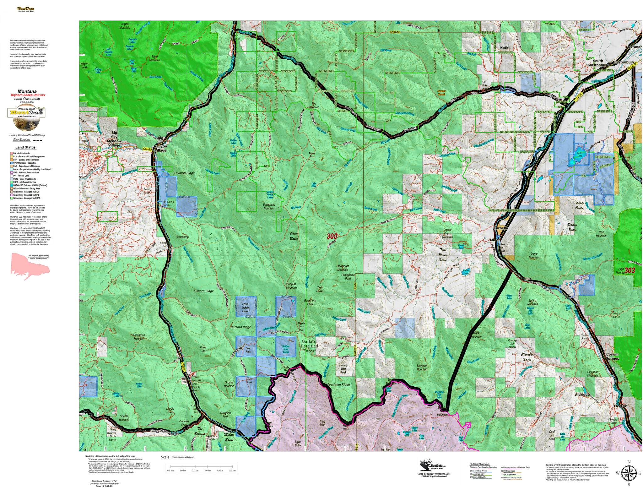 Montana Bighorn Sheep District Land Ownership Maps Hunt Data